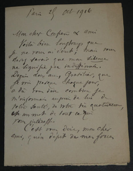 Paul D'ESTR&Eacute;E, Homme de lettres - LETTRE AUTOGRAPHE SIGN&Eacute;E DE 2 PAGES PARIS 1916. Paul D'ESTR&Eacute;E