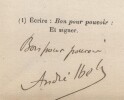 Pouvoir sign&eacute; par Andr&eacute; IBELS – Collection coh&eacute;rente 31 auteurs & musiciens. Andr&eacute; IBELS