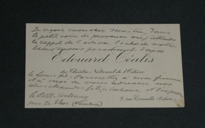 &Eacute;douard C&Eacute;ALIS - CARTE DE VISITE AUTOGRAPHE DE F&Eacute;LICITATIONS - 1898. &Eacute;douard C&Eacute;ALIS