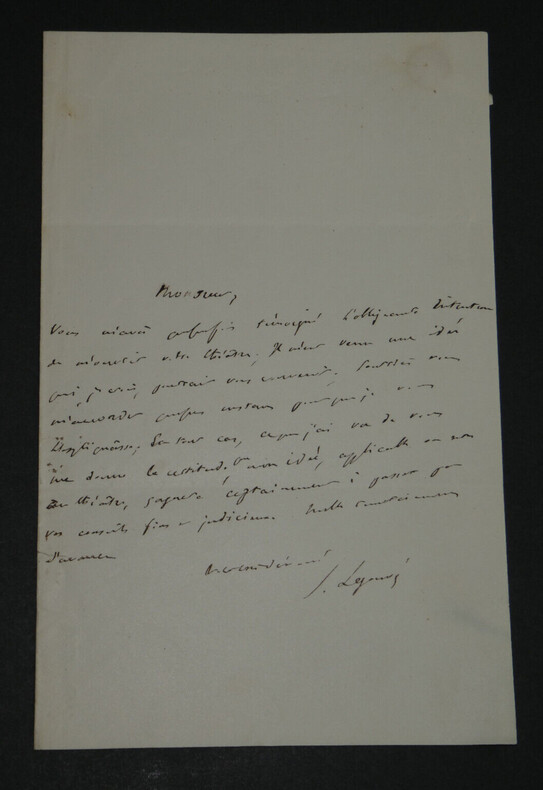 Ernest LEGOUV&Eacute;, &Eacute;crivain fran&ccedil;ais - LETTRE AUTOGRAPHE SIGN&Eacute;E &Agrave; DELESTRE-POIRSON. Ernest LEGOUV&Eacute;
