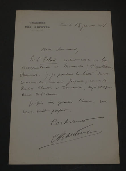 &Eacute;mile CHAUTEMPS, Homme politique - LETTRE AUTOGRAPHE SIGN&Eacute;E 1898 PARIS. &Eacute;mile CHAUTEMPS
