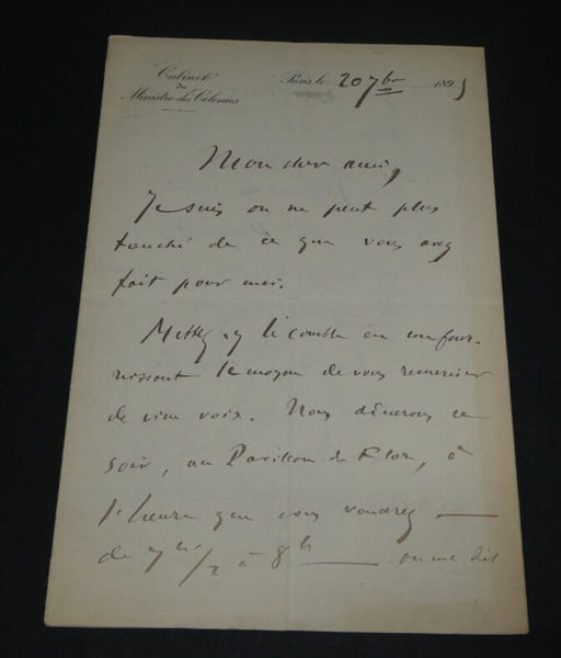 &Eacute;mile CHAUTEMPS - Lettre autographe sign&eacute;e adress&eacute;e &agrave; Monsieur [Montorgeuil] en 1891, Paris.. &Eacute;mile CHAUTEMPS