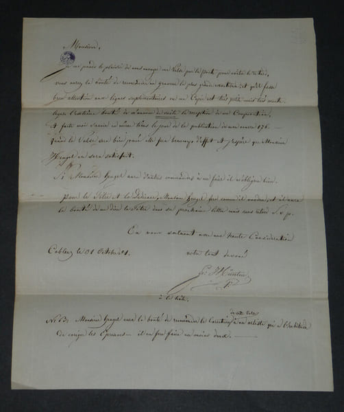 Franz H&Uuml;NTEN Compositeur et pianiste - LETTRE AUTOGRAPHE SIGN&Eacute;E Heugel 1851. Franz H&Uuml;NTEN