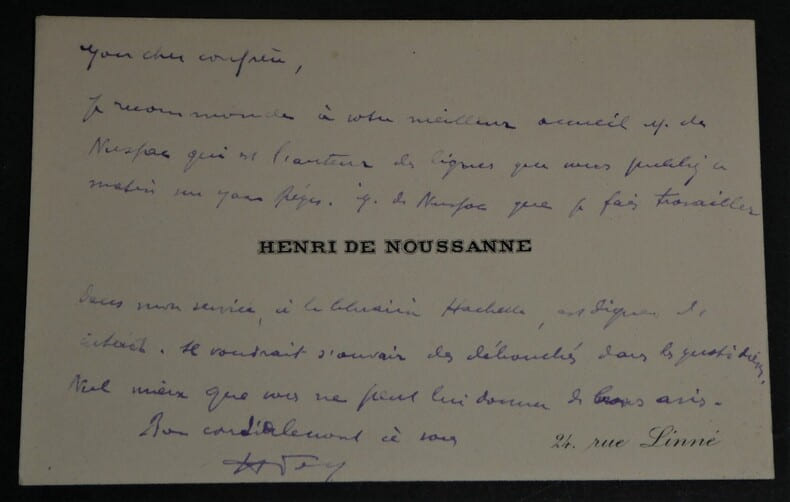 Henri de NOUSSANNE, Journaliste - CARTE DE VISITE AUTOGRAPHE SIGN&Eacute;E. Henri de NOUSSANNE
