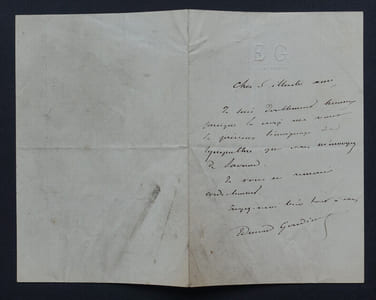 Edmond GONDINET - Lettre autographe signée avec monogramme gaufré