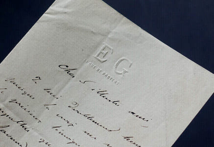 Edmond GONDINET - Lettre autographe signée avec monogramme gaufré