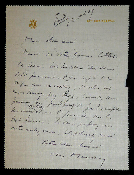 Max MAUREY - LETTRE AUTOGRAPHE SIGN&Eacute;E &Agrave; Andr&eacute; SERPH. Max Maurey