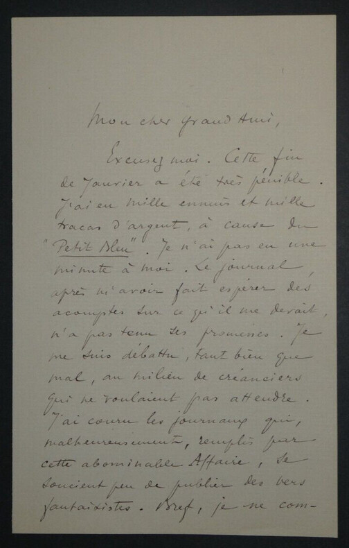 Xavier ROUX, Auteur- LETTRE AUTOGRAPHE SIGN&Eacute;E 2 pages. Xavier ROUX