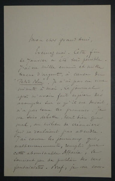 Xavier ROUX, Auteur- LETTRE AUTOGRAPHE SIGN&Eacute;E 2 pages. Xavier ROUX