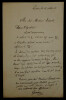 Camille Christophe GERONO, LETTRE AUTOGRAPHE SIGN&Eacute;E A Charles-Ange LAISANT, 1866. Camille Christophe GERONO