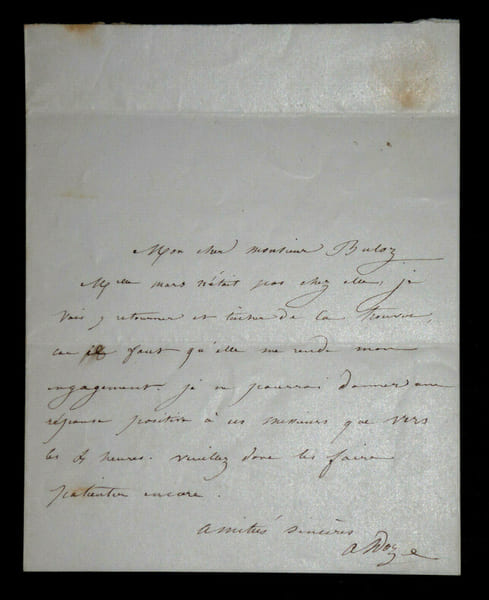 LETTRE AUTOGRAPHE SIGN&Eacute;E ADRESS&Eacute;E &Agrave; Fran&ccedil;ois BULOZ. Aim&eacute;e DOZE