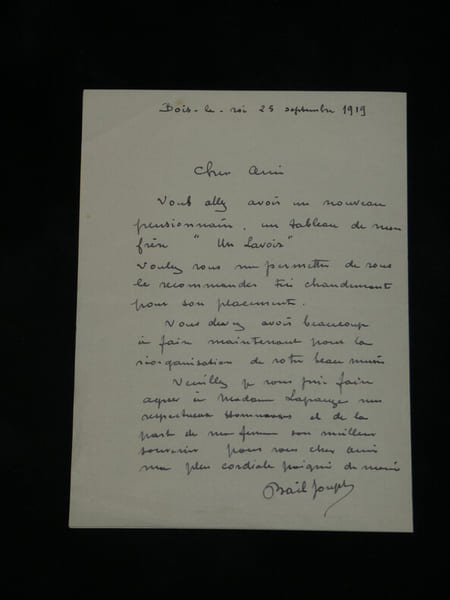 Joseph Bail - Lettre autographe sign&eacute;e &agrave; Lapauze "Tableau de mon fr&egrave;re" - 1919. Joseph Bail