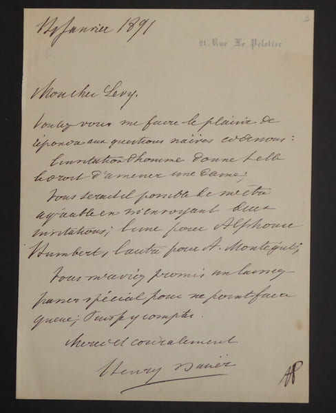 BAUER Henry - LETTRE AUTOGRAPHE SIGN&Eacute;E 1891 QUESTIONS "NA&Iuml;VES". Henry Bau&euml;r