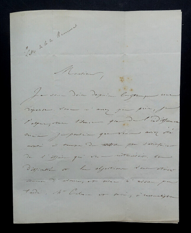 Charles DE REMUSAT - LETTRE AUTOGRAPHE SIGN&Eacute;E DE 3 PAGES. Charles DE REMUSAT