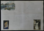 Dessin d'armoiries de Beaus&eacute;jour et S&eacute;r&eacute;ville + Cartes postales au dos. 