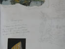 Dessin d'armoiries de Beaus&eacute;jour et S&eacute;r&eacute;ville + Cartes postales au dos. 