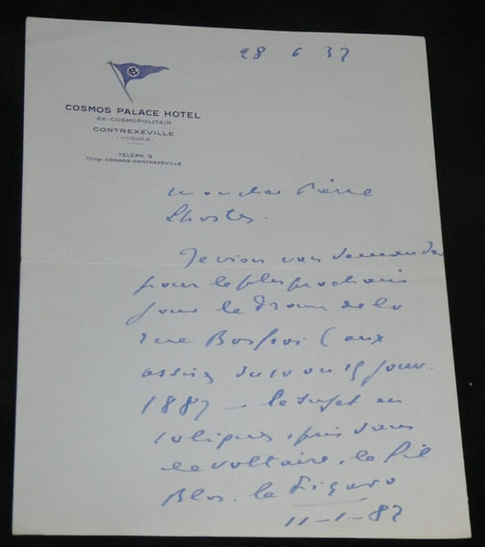 Jean ALBERT - Lettre autographe sign&eacute;e &agrave; Pierre LHOSTE, "Le Sujet en Tulipes". Jean AJALBERT