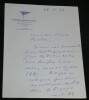 Jean ALBERT - Lettre autographe sign&eacute;e &agrave; Pierre LHOSTE, "Le Sujet en Tulipes". Jean AJALBERT
