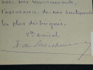 Vice Amiral Abel Bergasse du Petit-Thouars - Lettre autographe sign&eacute;e - 1884. Abel Bergasse du Petit-Thouars