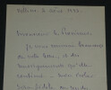 Vice Amiral Abel Bergasse du Petit-Thouars - Lettre autographe sign&eacute;e - 1884. Abel Bergasse du Petit-Thouars