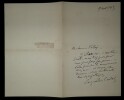 COQUELIN CADET - LETTRE AUTOGRAPHE SIGN&Eacute;E &Agrave; Charles FOLEY, 1903. Alexandre Coquelin dit Coquelin cadet