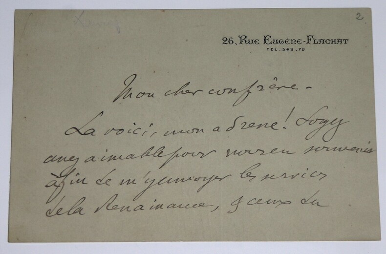 LETTRE AUTOGRAPHE SIGN&Eacute;E. L&eacute;on Xanrof