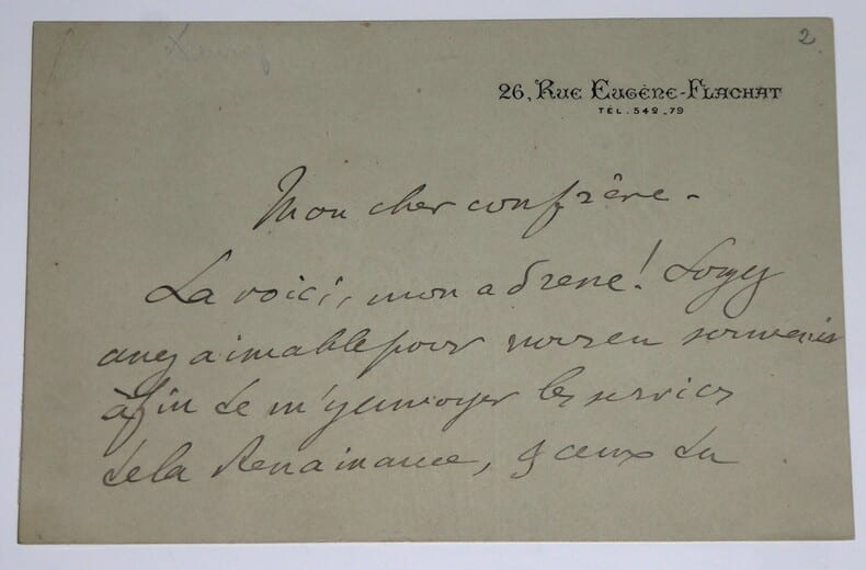 LETTRE AUTOGRAPHE SIGN&Eacute;E. L&eacute;on Xanrof