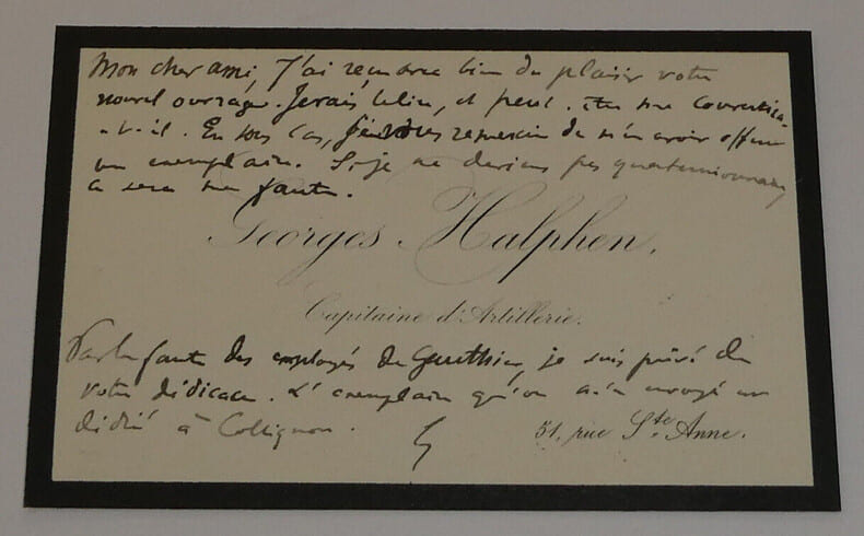 Georges Henri HALPHEN - CARTE DE VISITE AUTOGRAPHE SIGN&Eacute;E DE REMERCIEMENTS. Georges Henri HALPHEN