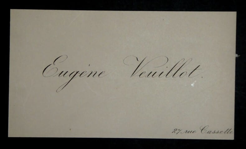 VEUILLOT Eug&egrave;ne - CARTE DE VISITE SIMPLE. Eug&egrave;ne Veuillot
