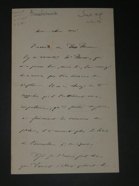Lettre autographe sign&eacute;e &agrave; un ami. Francisque SARCEY