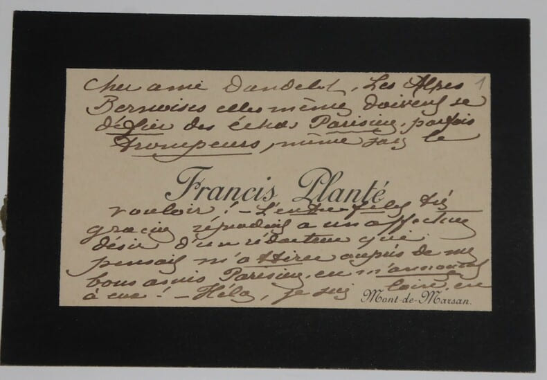 PLANTE Francis - CARTE DE VISITE AUTOGRAPHE SIGNEE DEUIL A Georges DANDELOT. Francis Plant&eacute;