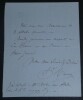 Jean-Henri Ravina - Lettre autographe sign&eacute;e destin&eacute;e [&agrave; M. Auber] - 1855. Jean-Henri Ravina