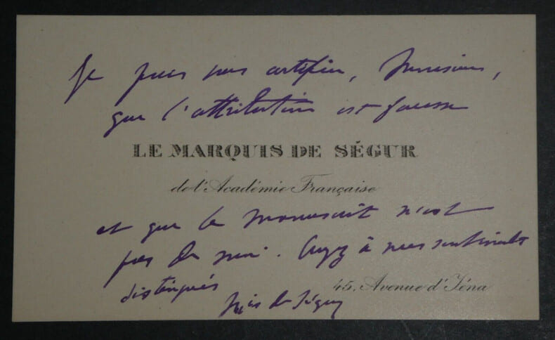 Pierre DE S&Eacute;GUR, &Eacute;crivain - CARTE DE VISITE AUTOGRAPHE SIGN&Eacute;E. Pierre DE S&Eacute;GUR