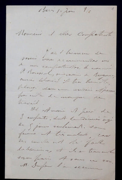 Paul MOUNET, Acteur - LETTRE AUTOGRAPHE SIGN&Eacute;E, 1886. Paul MOUNET