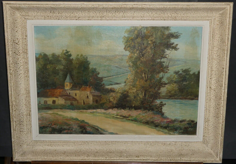 Huile sur toile encadr&eacute;e et sign&eacute;e - Paysage - MARIEC (XXe). MARIEC