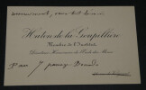 Julien HATON de La GOUPILLI&Egrave;RE - CARTE DE VISITE AUTOGRAPHE DE REMERCIEMENTS. Julien HATON de La GOUPILLI&Egrave;RE