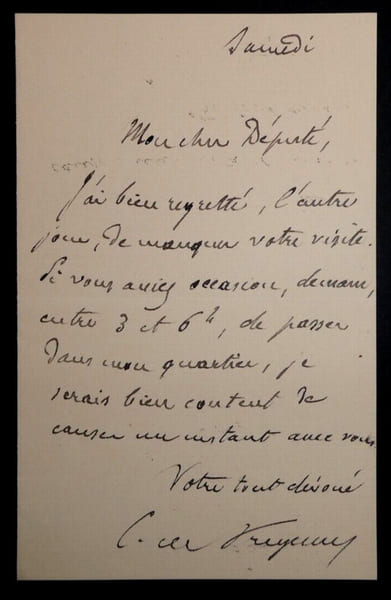 Charles Louis Saulces DE FREYCINET - LETTRE AUTOGRAPHE SIGN&Eacute;E. Charles Louis Saulces DE FREYCINET