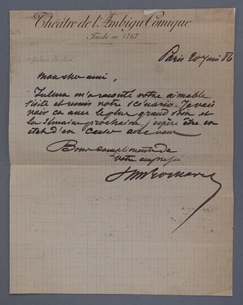 &Eacute;mile ROCHARD - LETTRE AUTOGRAPHE SIGN&Eacute;E, 1886. &Eacute;mile ROCHARD