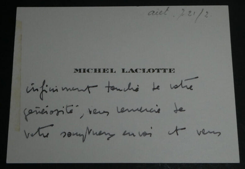 Michel LACLOTTE, Historien de l'art - CARTE DE VISITE AUTOGRAPHE. Michel LACLOTTE