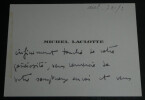 Michel LACLOTTE, Historien de l'art - CARTE DE VISITE AUTOGRAPHE. Michel LACLOTTE