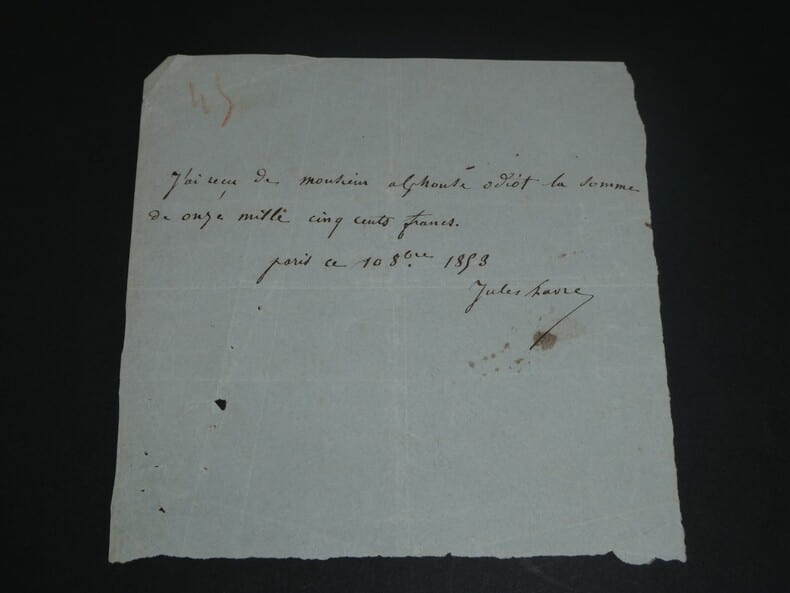 Jules FAVRE, Avocat - NOTE AUTOGRAPHE SIGN&Eacute;E - 1853. Jules FAVRE