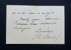 DARCEL Henri - COURTE LETTRE AUTOGRAPHE SIGN&Eacute;E SUR CARTE ACAD&Eacute;MIE MUSIQUE. DARCEL Henri