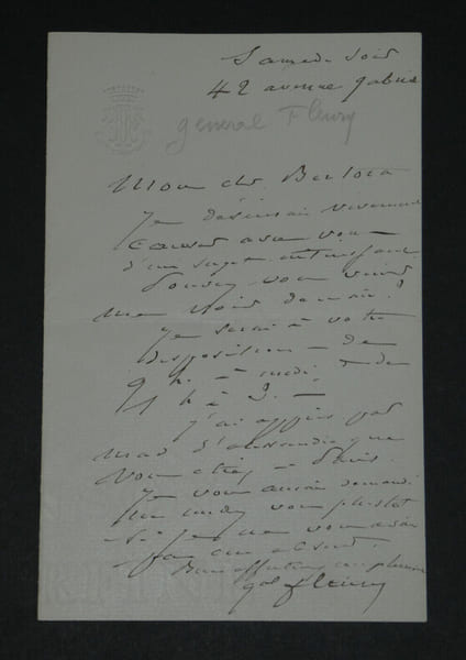 G&eacute;n&eacute;ral &Eacute;mile F&eacute;lix FLEURY - LETTRE AUTOGRAPHE SIGN&Eacute;E. &Eacute;mile F&eacute;lix FLEURY