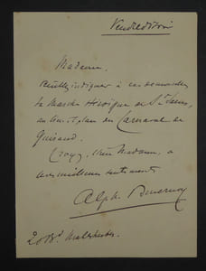 DUVERNOY Alphonse - LETTRE AUTOGRAPHE SIGNEE