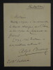 DUVERNOY Alphonse - LETTRE AUTOGRAPHE SIGNEE. Alphonse Duvernoy