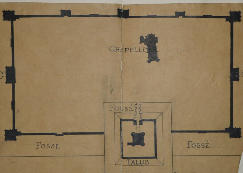 Ch&acirc;teau de Vincennes Plan G&eacute;n&eacute;ral - Dessin original sign&eacute;. Louis Henri Laffill&eacute;e