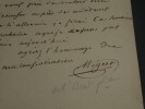 Fran&ccedil;ois-Auguste-Marie MIGNET - LETTRE AUTOGRAPHE SIGN&Eacute;E A Monsieur VOISELLE. Fran&ccedil;ois-Auguste-Marie MIGNET