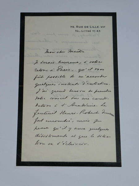 Octave AUBRY Lettre autographe sign&eacute;e &agrave; Maurice DONNAY - Candidature &agrave; l'Acad&eacute;mie, 1936. Octave AUBRY
