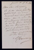 Louis Fran&ccedil;ois DUMAINE, Acteur - LETTRE AUTOGRAPHE SIGN&Eacute;E, 1884. Louis Fran&ccedil;ois DUMAINE
