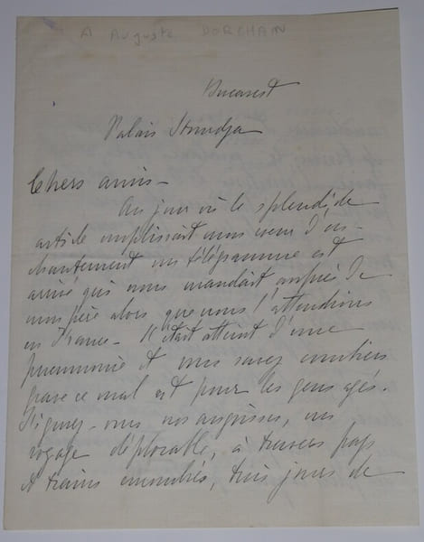 LETTRE AUTOGRAPHE SIGNEE &Agrave; Auguste DORCHAIN. H&eacute;l&egrave;ne Vacaresco